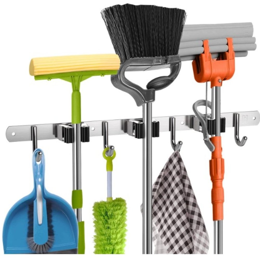 Mop and Broom Holder Wall Mount, Closet/Garage Tool Organizer